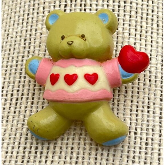 Vintage Teddy Bear Hugglesbie Brooch Valentines Day Pin Bear Hug Gibson Greeting - Picture 5 of 6
